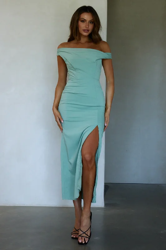 Miriam On-Off Shoulder Midi Dress Pistachio Quality Wear