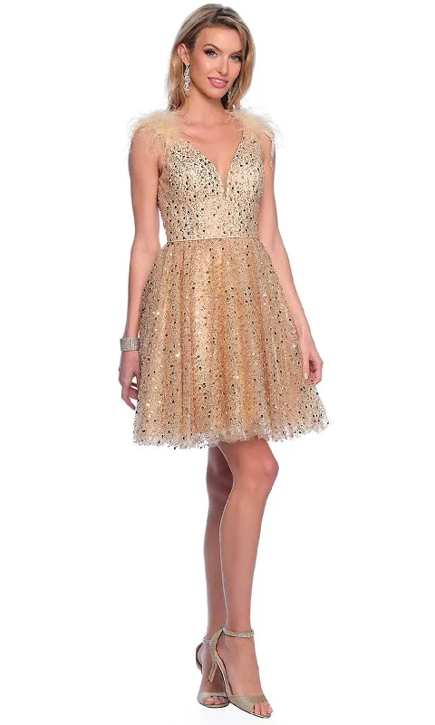 Dave & Johnny 11227 - Allover Sequin V-Neck Cocktail Dress Limited Stock