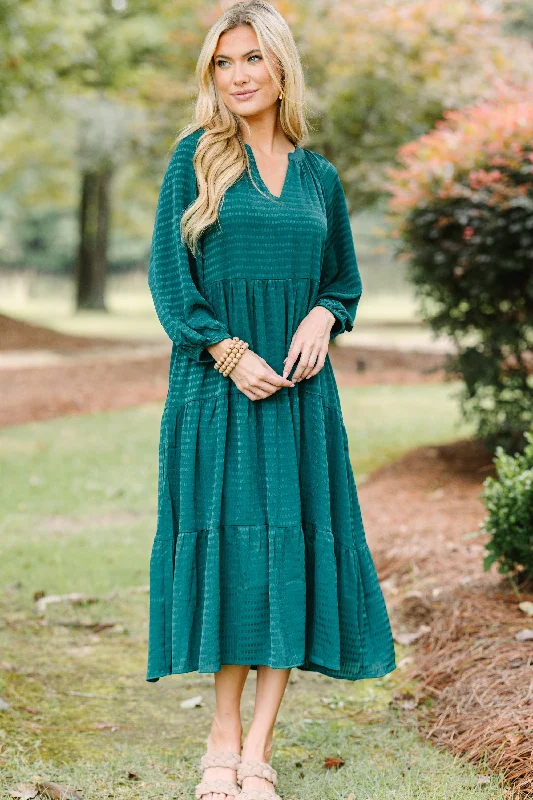 Take The Leap Hunter Green Dress Dive Into Trendy Women's Fashion