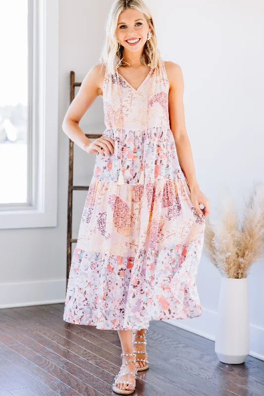 Know What To Do Blush Pink Boho Midi Dress Chic Outfits