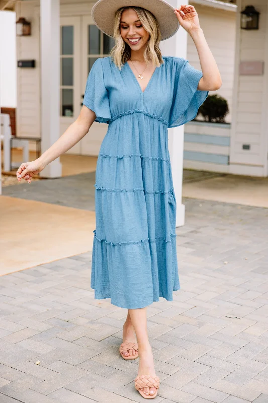 Feel The Sun Cloud Blue Midi Dress Fashion Sale