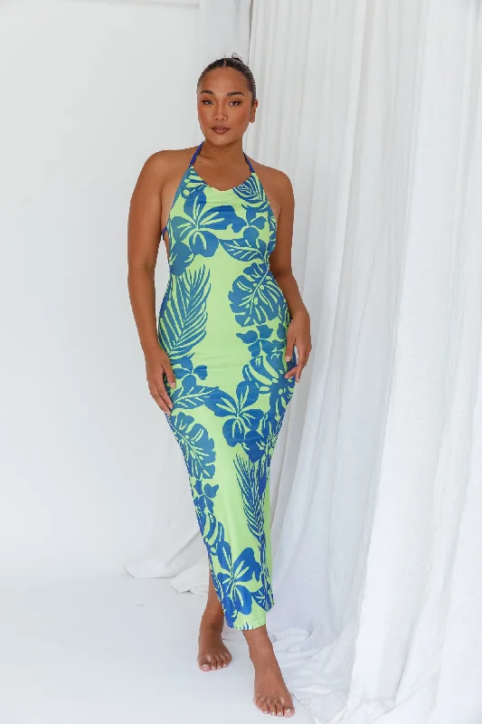 Fiji Feeling Midi Dress Tropical Kiwi Boho - Chic Festival - Ready Style