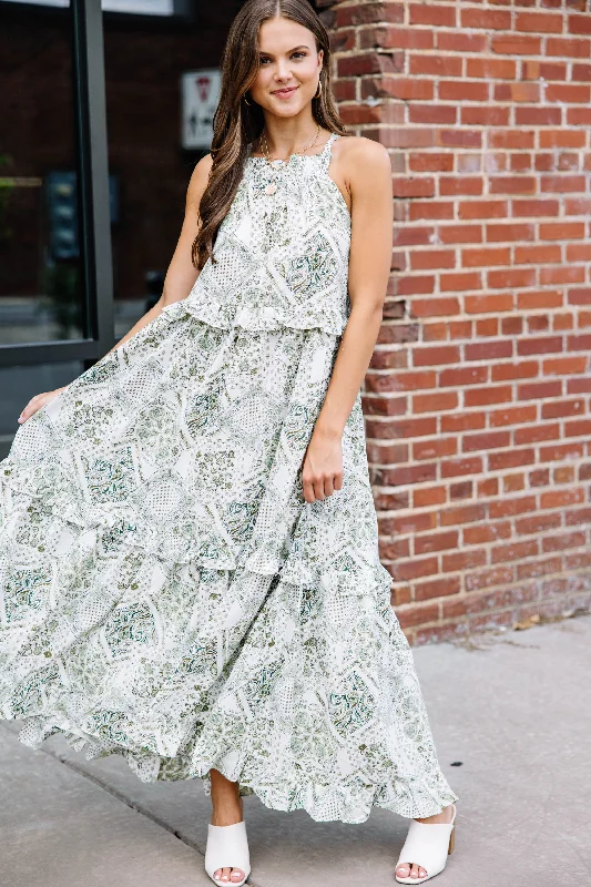 Put It All Together Olive Green Paisley Maxi Dress Trend Alert