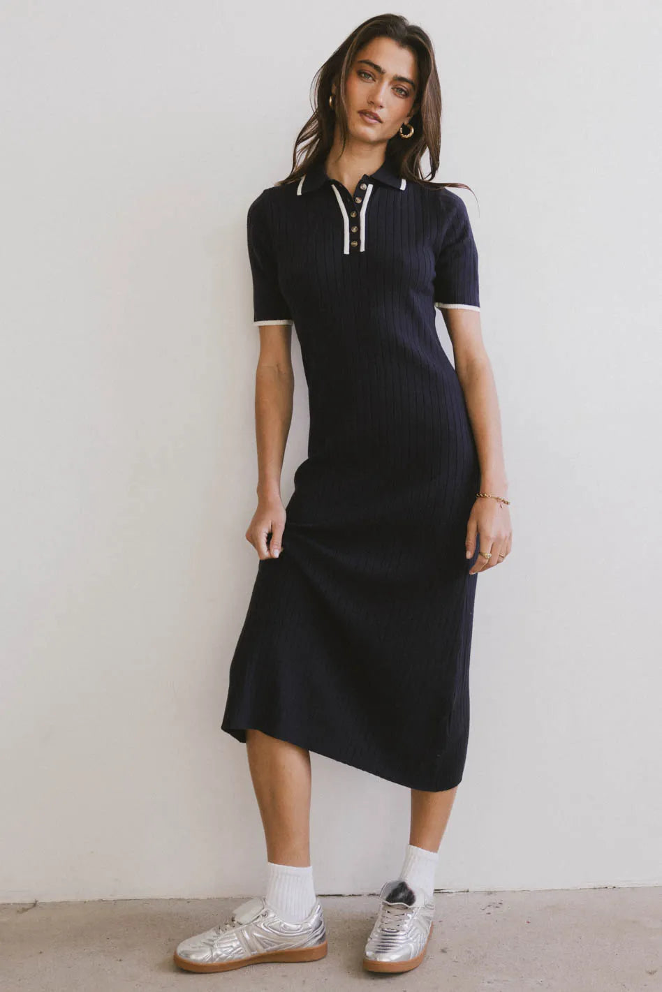 Posie Ribbed Knit Midi Dress Premium Quality Garments