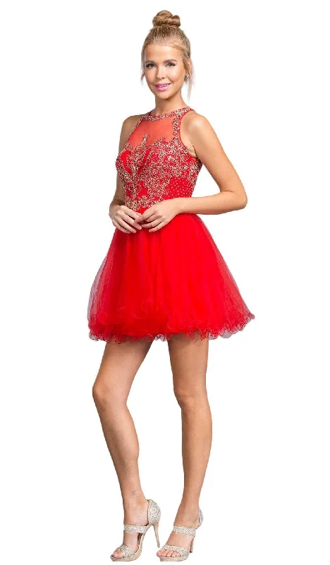 Aspeed Design - Bedazzled Illusion Halter Homecoming Dress Trend Setting Wardrobe