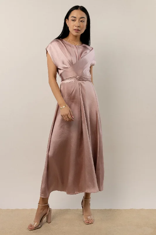 Rosalind Midi Dress in Mauve Cottagecore Rustic Charm Style