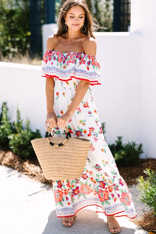 Listen To Your Heart Ivory White Floral Maxi Dress Trend Alert