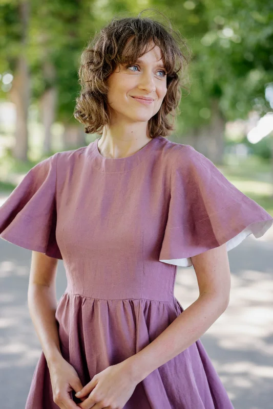 Butterfly Sleeve Dress, Short Sleeve, Phlox Purple Fashion For Every Occasion