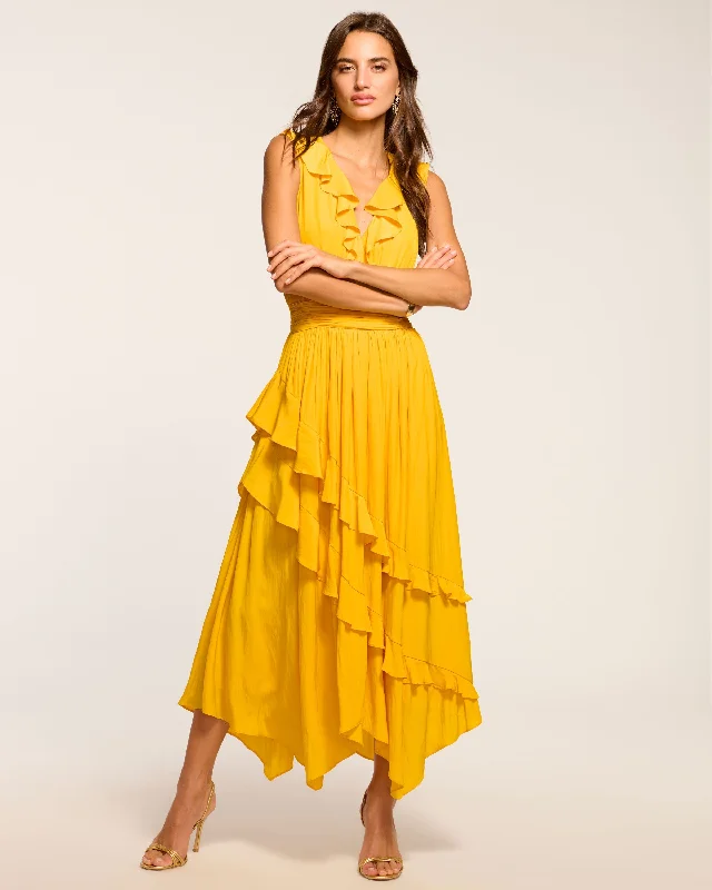 Hadlee Ruffled Midi Dress Casual Chic Clothing