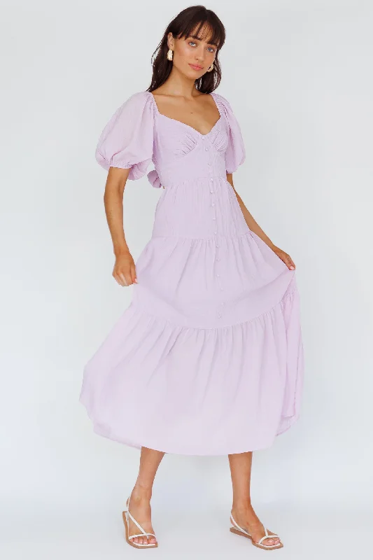 Royce Bow Back Midi Dress Lilac Fashion Forward