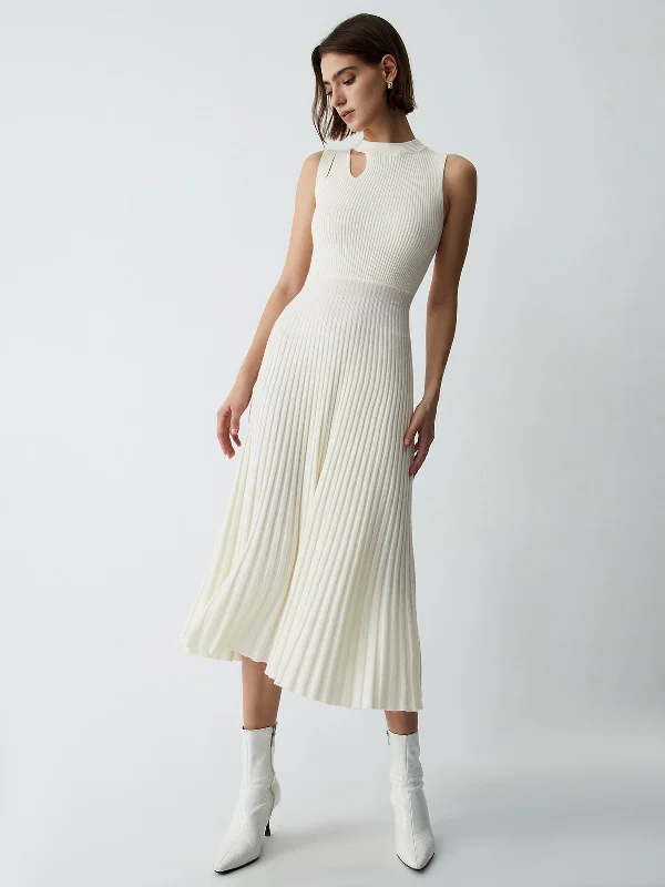 BerryBetty - Vanilla Cutout Rib Midi Sweater Dress Don't Miss Out