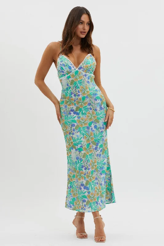 New Acquaintance Low Back Dress Floral Blue Stylish Looks