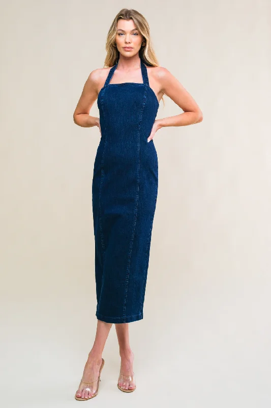 SO QUINTESSENTIAL DENIM MIDI DRESS Huge Markdowns