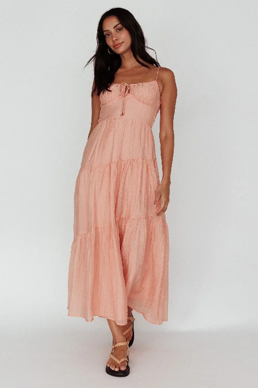 Doe Tie Bust Maxi Dress Apricot Special Occasion Wear