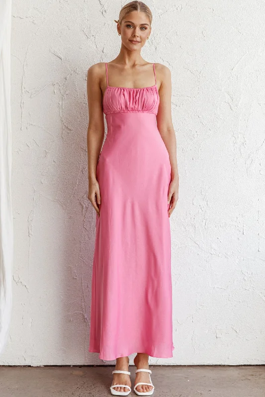 From Above V-Back Midi Dress Hot Pink Classic Appeal