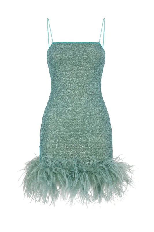 Lumiere Plumage Mini Dress Aqua Season Appropriate Women's Collection