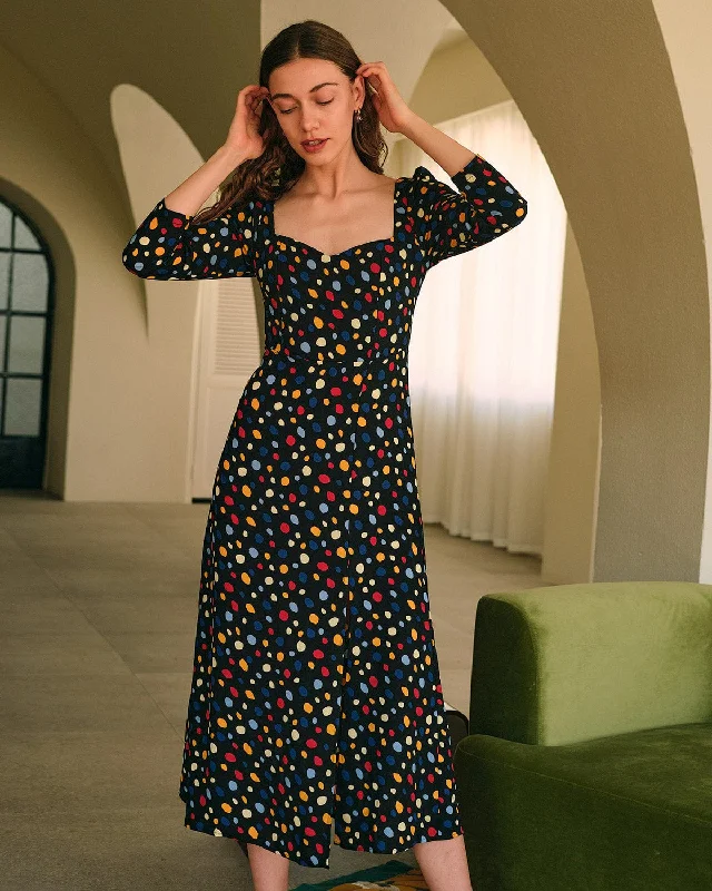 The Sweetheart Neck Polka Dot Maxi Dress Unbeatable Prices