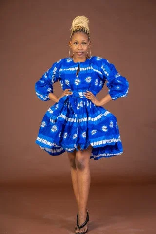 Scarlet Ankara Midi Dress | Blue African Print Dive Into Trendy Styles