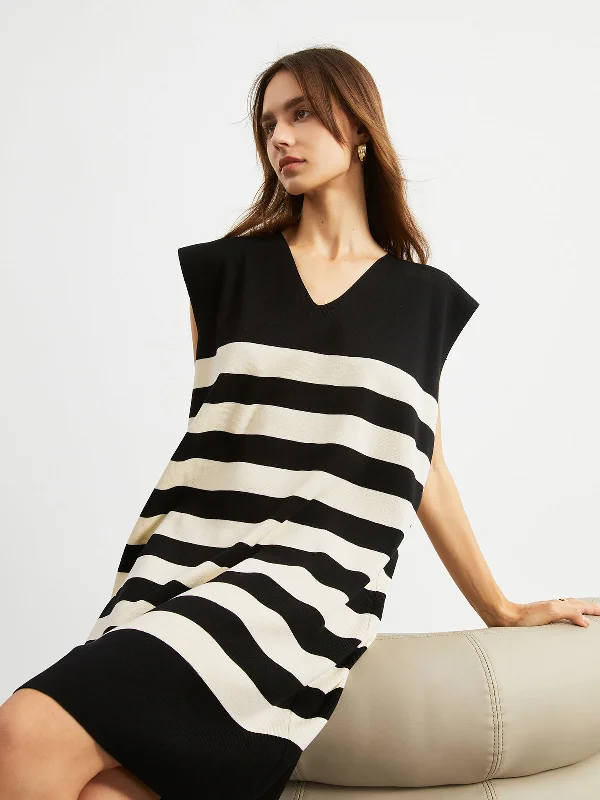 BerryBetty - Leisure Stripe Sweater Midi Dress Latest Trends