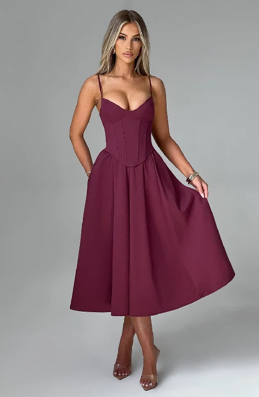 Mariella Midi Dress - Cherry Lacquer Dreamy Aesthetic