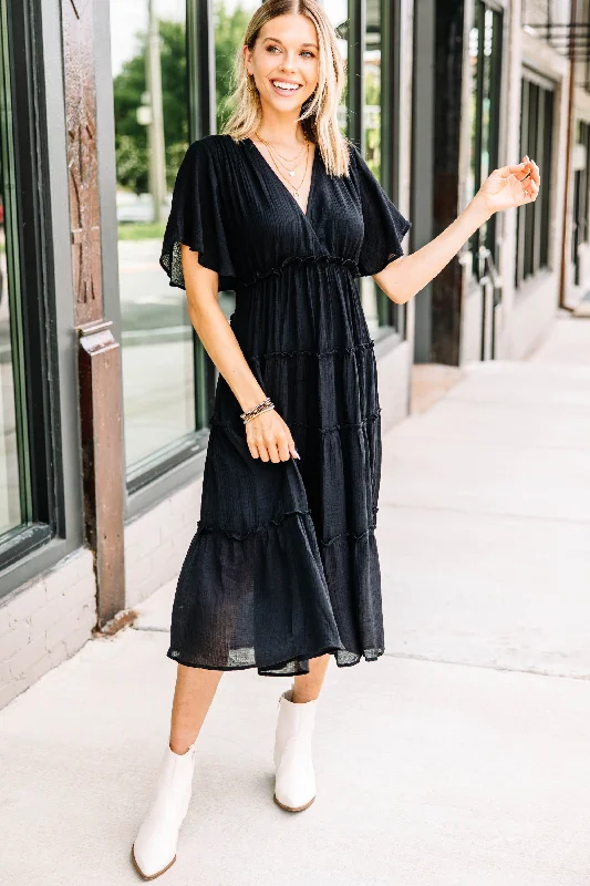 Feel The Sun Black Midi Dress Save Big