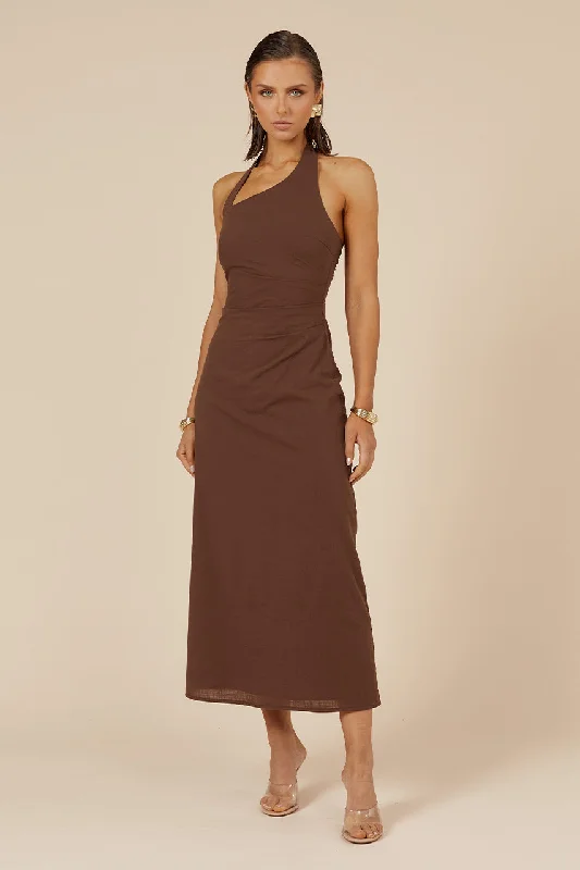 SAPHIRA LONG MIDI DRESS - ESPRESSO Hot Brand Discounts