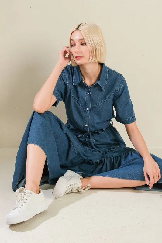 ABSOLUTE EDGE DENIM MIDI DRESS Unleash Your Style