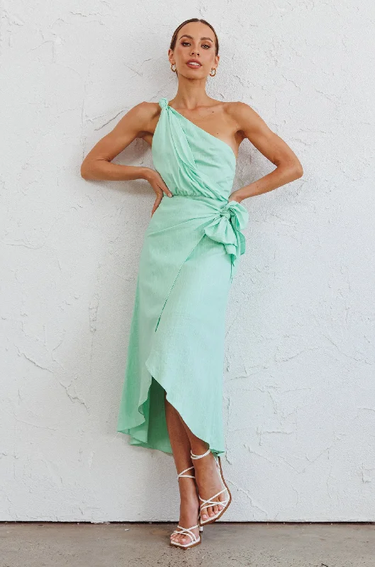 Island Time One-Shoulder Midi Dress Mint Unbeatable Deals