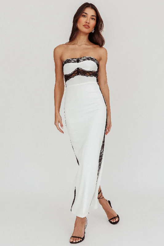 Tenika Strapless Bodycon Maxi Dress White High End Women's Wear