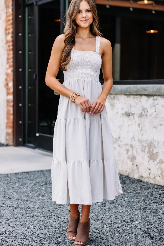 Feeling My Best Taupe Brown Midi Dress Imeless Style