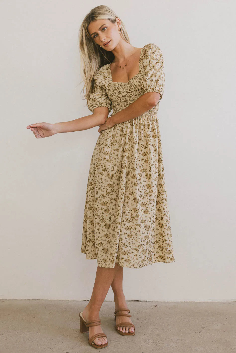 Justine Smocked Midi Dress Fashion Forward Style