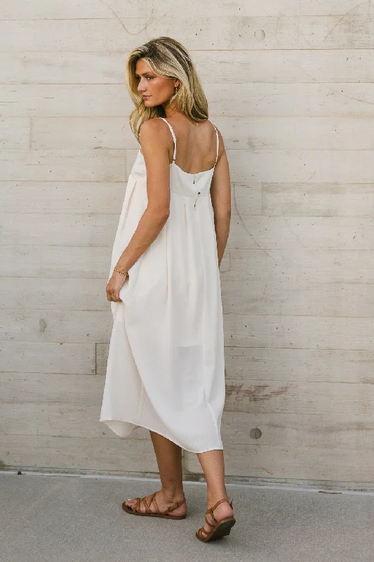 Genevieve Empire Midi Dress in Ivory - FINAL SALE Season Transition Versatile Wear Clearance