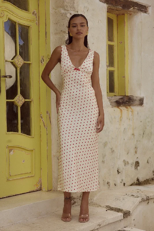 LIVI MIDI DRESS - WHITE/RED Style Without Limits