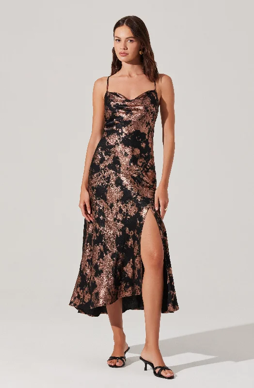 Gaia Metallic Midi Dress Flash Sales