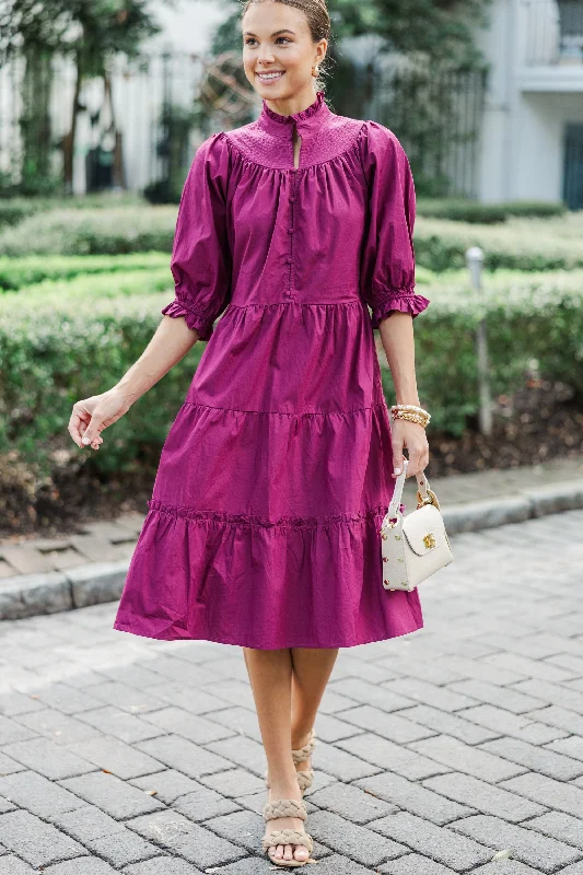 Pinch: Feeling The Love Berry Purple Midi Dress Score Big On Glamorous Red - Carpet Styles