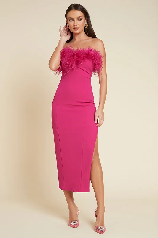 VALENTINA MIDI DRESS - FUCHSIA Vibrant Prints