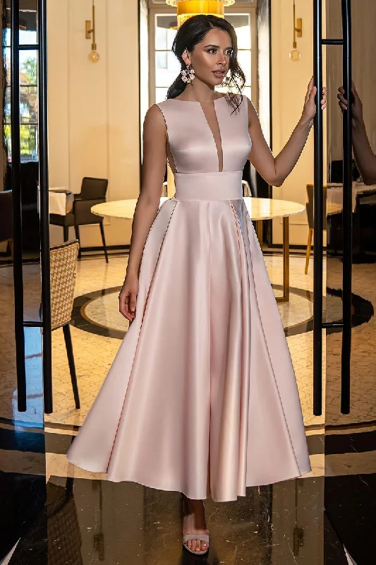 Evening Spotlight Satin Sleeveless Midi Dress Flash Sales