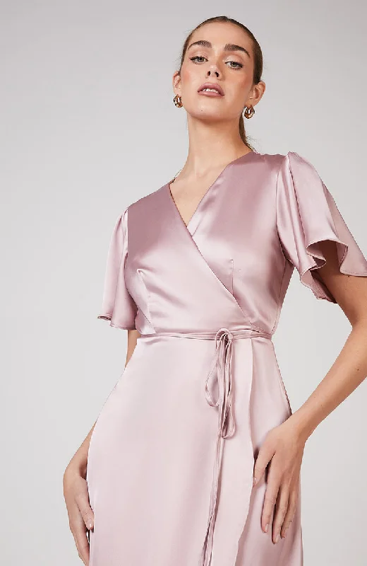 Florence Waterfall Dress in Rose Pink Satin Beat The Heat In Tropical Styles