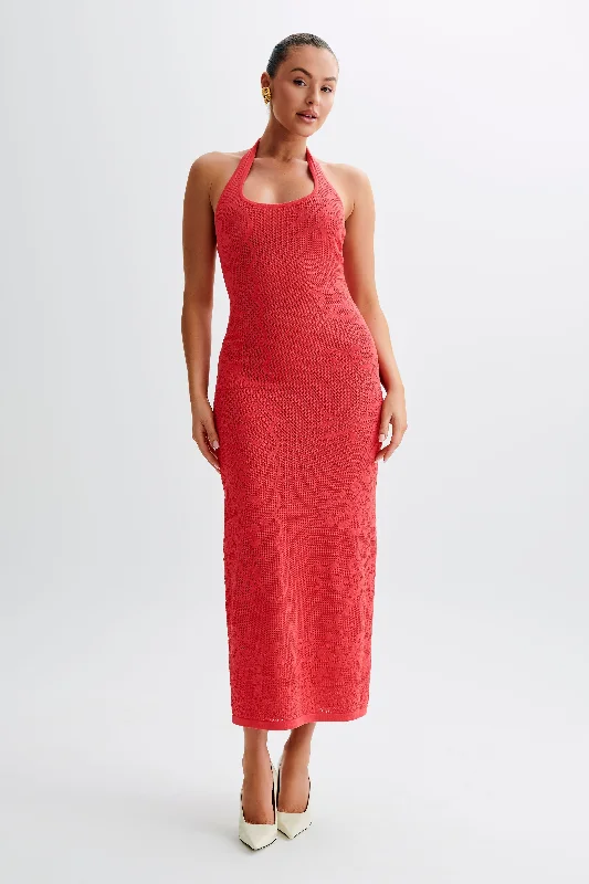 Patrizia Knit Halter Maxi Dress - Pomegranate Unbeatable Prices