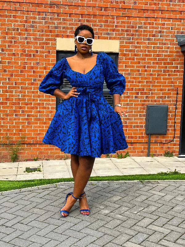 Bianca Ankara Midi Dress | Blue African Print Special Offers