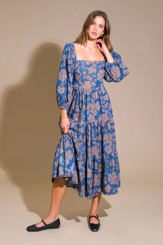 CIRCLE OF FRIENDS DENIM MIDI DRESS Limited Stock, Big Discounts