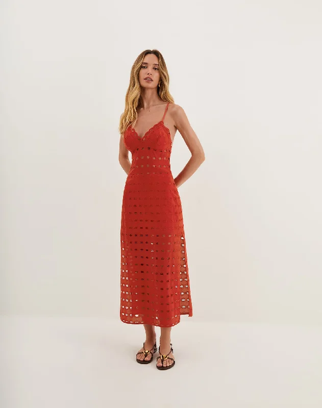 Eyelet Raya Midi Dress - Ruby Trend Driven Wardrobe