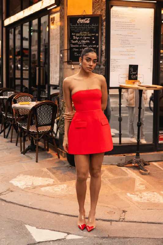 The Ultimate Muse Strapless Dress Red Trendy Pulse