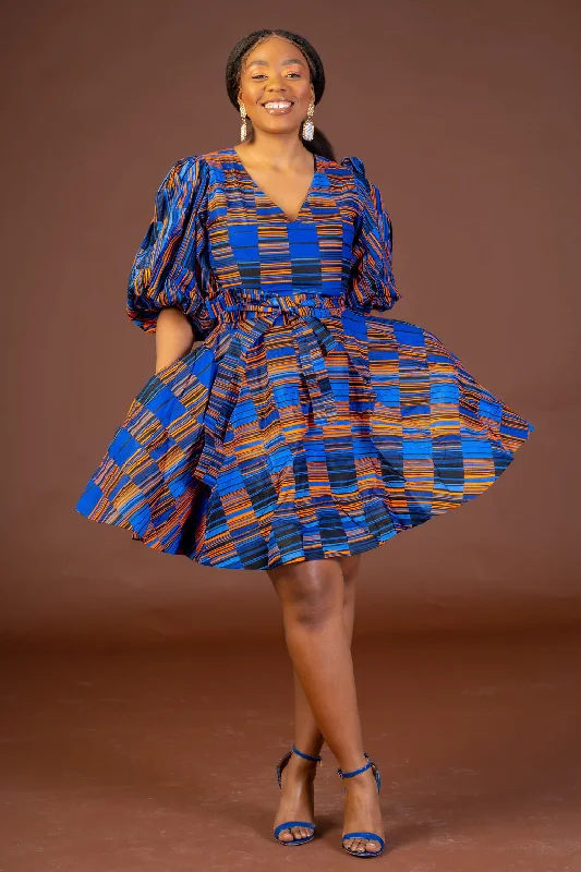 Jiji Ankara Midi Dress | Blue African Print Flash Sales