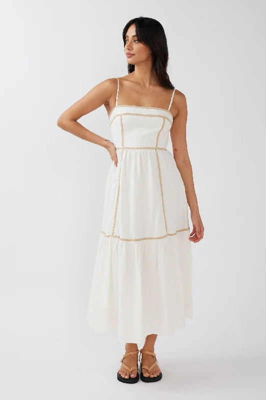 Confidante Piping Trim Midi Dress White Weekend Exclusive