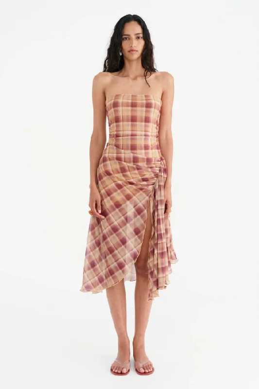 Camilla Hanky Hem Dress Toffee Check Fashion Deal