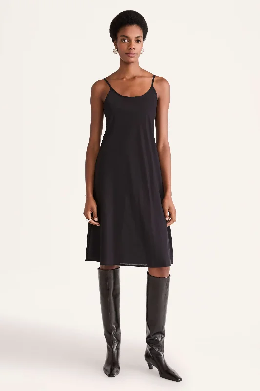 Midi Slip Dress in Black Odd Size Clearance Sale