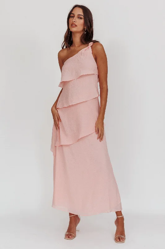 Delwyn One-Shoulder Maxi Dress Baby Pink Signature Style Essentials