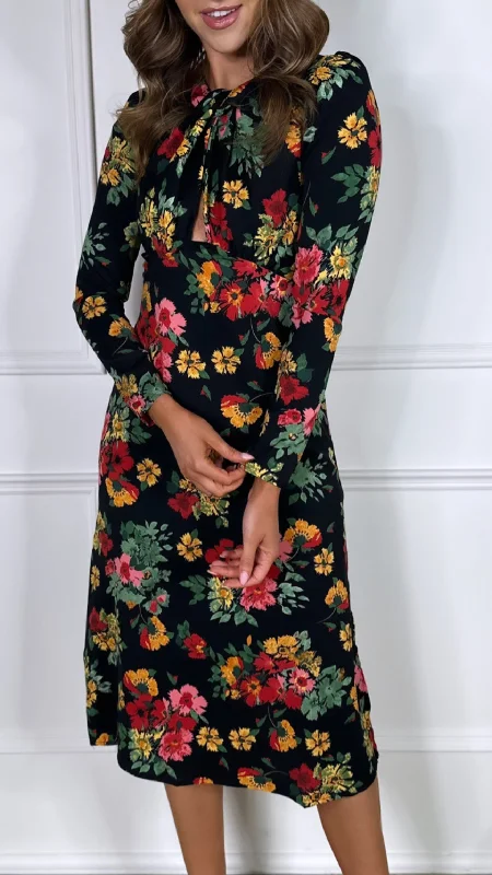 Coen Red & Green Floral Twist Front Midi Dress Great Deals On Ethnic Cultural Wear