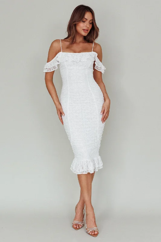 Wish Come True Lace Midi Dress White Season Offer